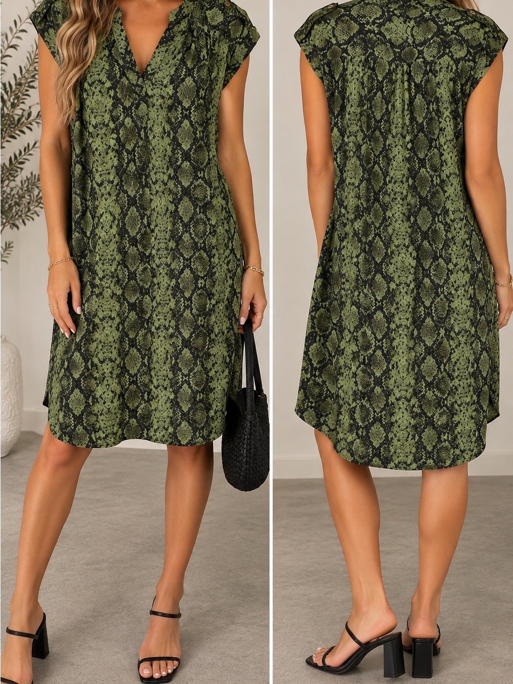 Anthropologie Rachel Tunic Dress Green Snake Print NWT XS $138